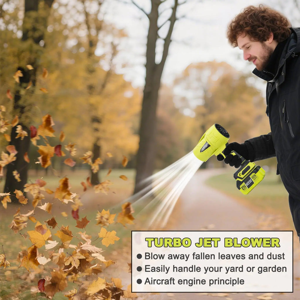 SEESE Cordless Leaf Blower Violent Turbofan,Brushlesspure Copper Motor Jet Fan with Battery,Cordlessturbo Super Power Air Duster, Car Drying after Wash, Snowremoval