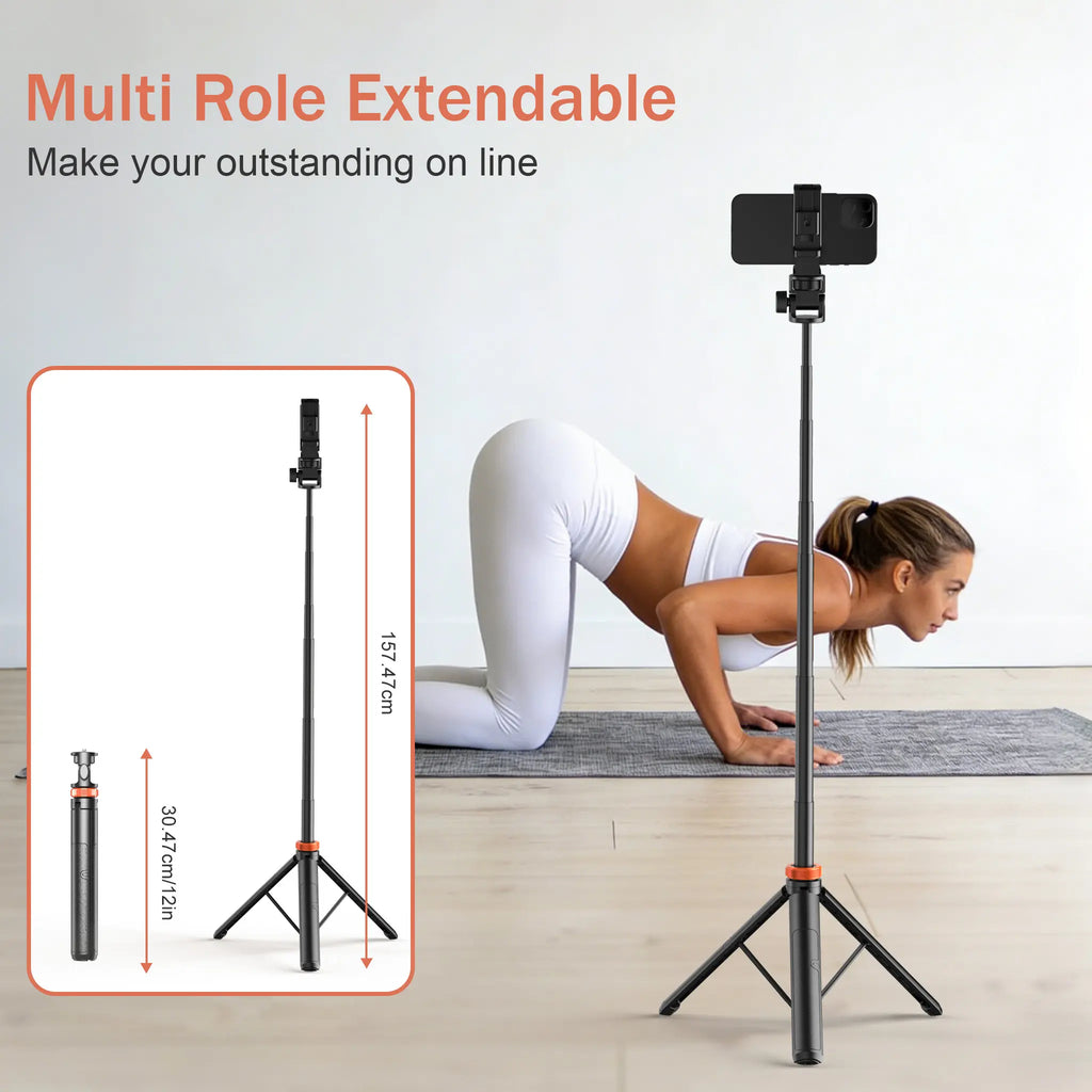 61-In Smartphone Selfie Stick - Wireless Remote, Upgraded Stable Tripod Stand, Phone Holder, Tools and Gadgets, Vlogging Equipment, Casual Selfie Accessories for Iphone 17/16/15/14/13 & Mobile Devices (Travel Use, Tripod for Iphone)