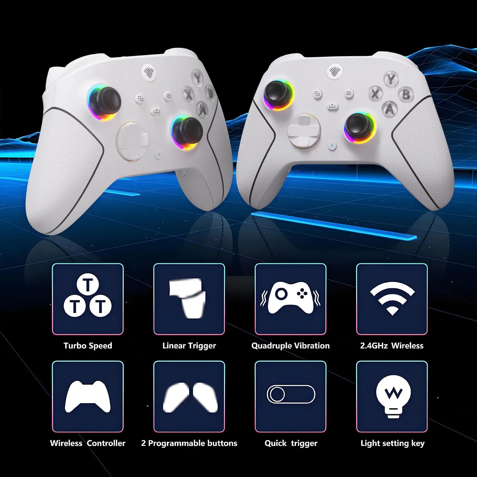YUYIU Hall Effect Gaming Controller for Xbox Series X|S & Steam PC, Console Accessories with 7 RGB Lights, Dual Vibration, Turbo Programmable, 3.5Mm Audio Jack, 1000Mah Battery, Dual Joystick for Games & Cool Gadgets,Back to School,Back to School Haul