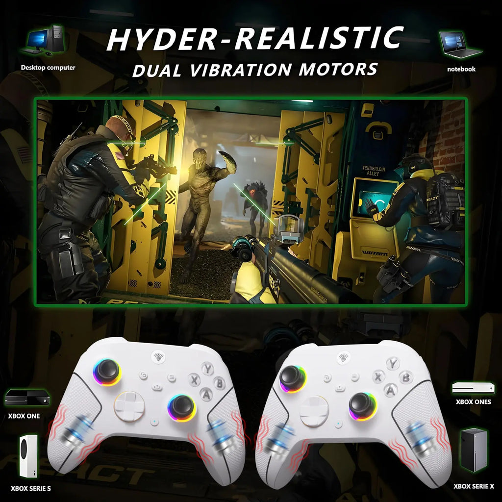 YUYIU Hall Effect Gaming Controller for Xbox Series X|S & Steam PC, Console Accessories with 7 RGB Lights, Dual Vibration, Turbo Programmable, 3.5Mm Audio Jack, 1000Mah Battery, Dual Joystick for Games & Cool Gadgets,Back to School,Back to School Haul