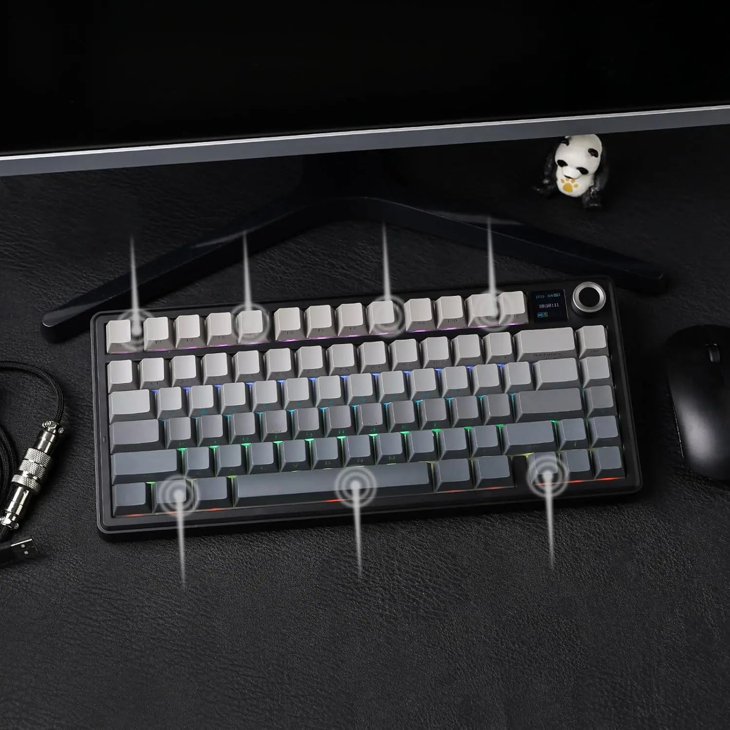 Aula F75 MAX Wireless Mechanical Game Keyboard - 75% Layout, Hot Swappable, Lighted RGB Backlit, Gasket Design, TFT Screen Knob, for PC Mac Linux (Wired RGB Gaming Keyboard Option Available), Lighted Keyboard, Wired Rgb Keyboard