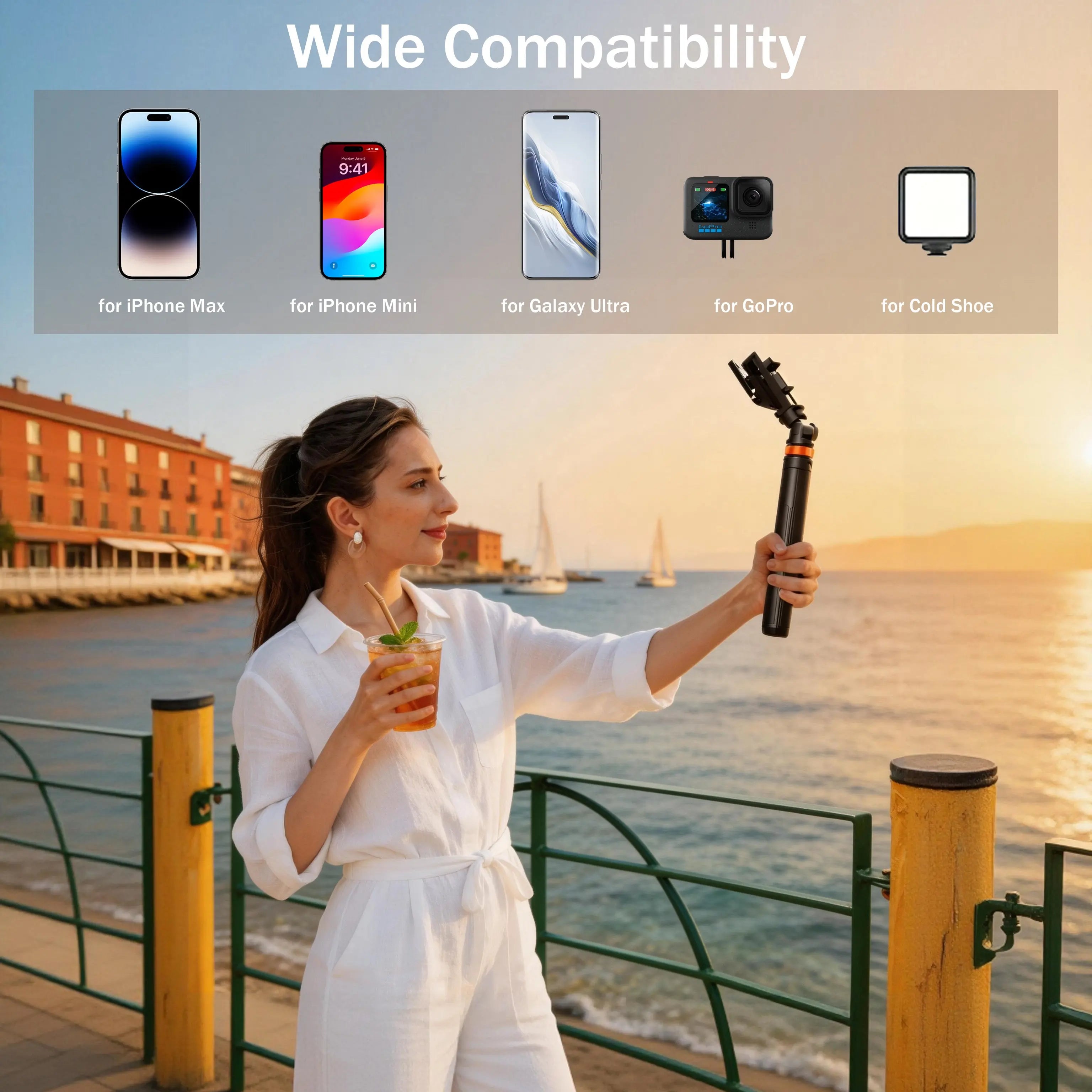 61-In Smartphone Selfie Stick - Wireless Remote, Upgraded Stable Tripod Stand, Phone Holder, Tools and Gadgets, Vlogging Equipment, Casual Selfie Accessories for Iphone 17/16/15/14/13 & Mobile Devices (Travel Use, Tripod for Iphone)
