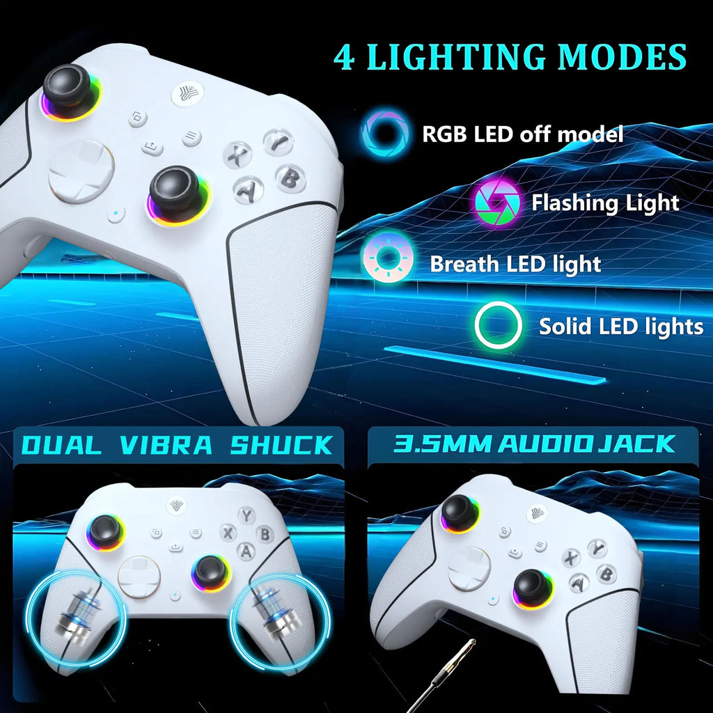 YUYIU Hall Effect Gaming Controller for Xbox Series X|S & Steam PC, Console Accessories with 7 RGB Lights, Dual Vibration, Turbo Programmable, 3.5Mm Audio Jack, 1000Mah Battery, Dual Joystick for Games & Cool Gadgets,Back to School,Back to School Haul