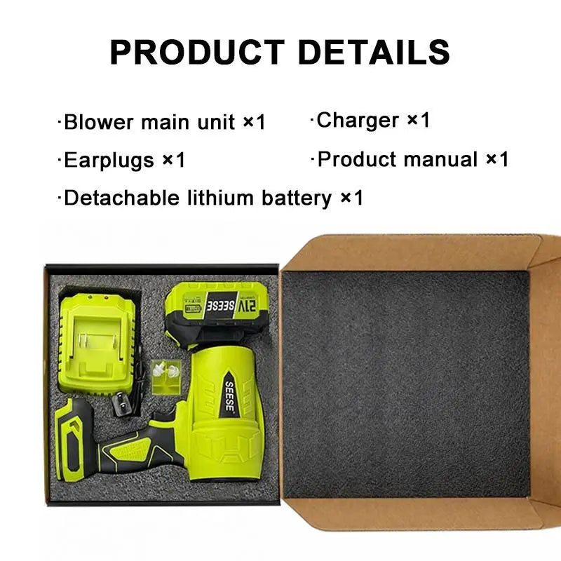 SEESE Cordless Leaf Blower Violent Turbofan,Brushlesspure Copper Motor Jet Fan with Battery,Cordlessturbo Super Power Air Duster, Car Drying after Wash, Snowremoval