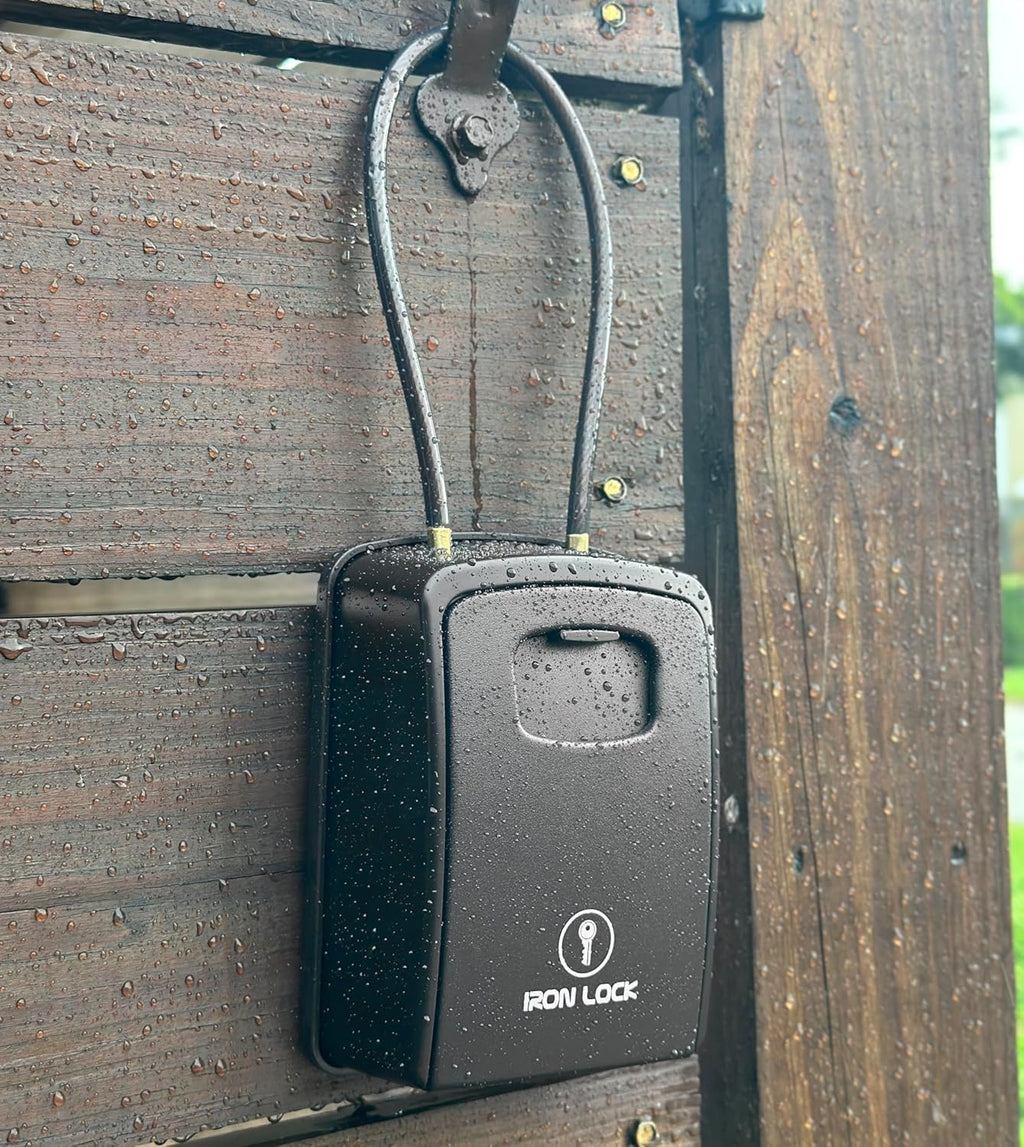 ® XXL Portable Key Lock Box, 15In Steel Cable, Code (XXL, Black) | Holds 20-30 Keys + Car Fobs; Unique Built-In Tray; Loops on Gate or Rail or Wall-Mounts; Resettable Code; Dial Cover