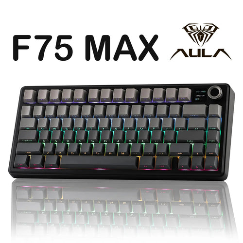 Aula F75 MAX Wireless Mechanical Game Keyboard - 75% Layout, Hot Swappable, Lighted RGB Backlit, Gasket Design, TFT Screen Knob, for PC Mac Linux (Wired RGB Gaming Keyboard Option Available), Lighted Keyboard, Wired Rgb Keyboard