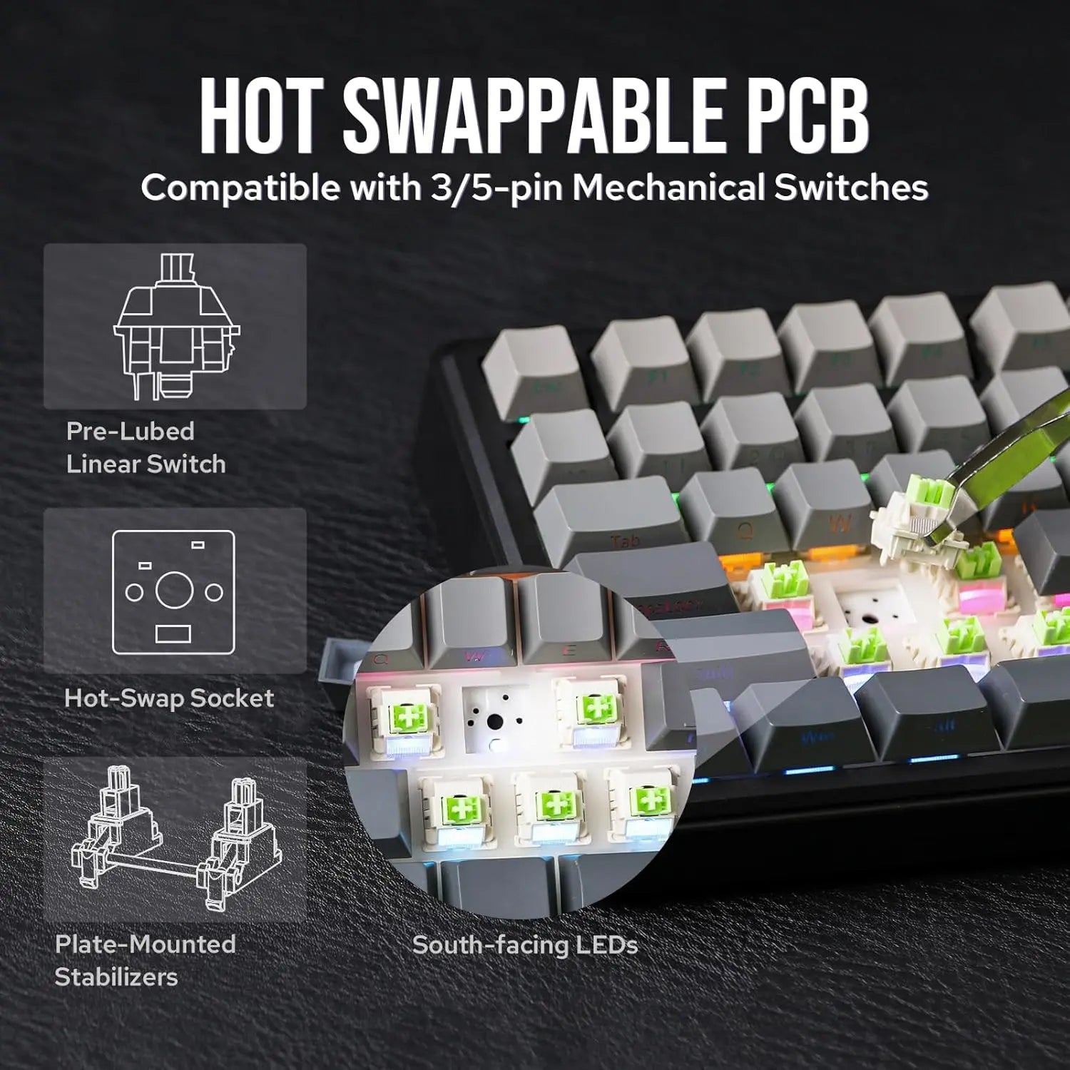 Aula F75 MAX Wireless Mechanical Game Keyboard - 75% Layout, Hot Swappable, Lighted RGB Backlit, Gasket Design, TFT Screen Knob, for PC Mac Linux (Wired RGB Gaming Keyboard Option Available), Lighted Keyboard, Wired Rgb Keyboard