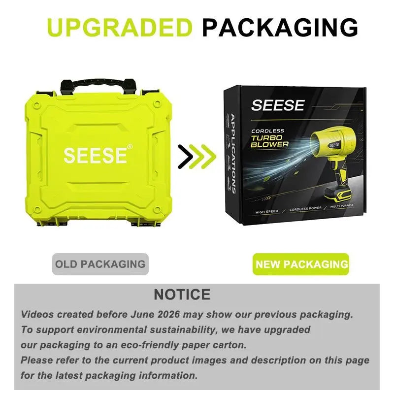 SEESE Cordless Leaf Blower Violent Turbofan,Brushlesspure Copper Motor Jet Fan with Battery,Cordlessturbo Super Power Air Duster, Car Drying after Wash, Snowremoval